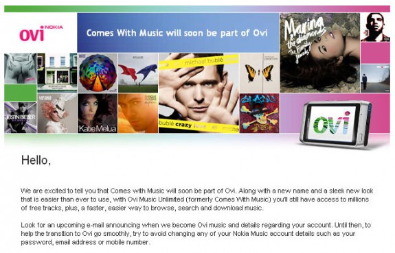 Dal Comes With Music ad Ovi Music Unlimited