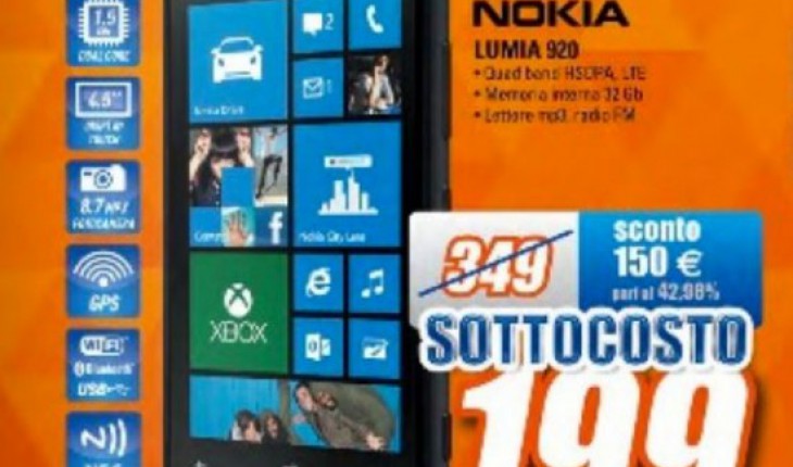 Nokia Lumia 920 a soli 199 Euro presso alcuni negozi Expert dal 29 novembre