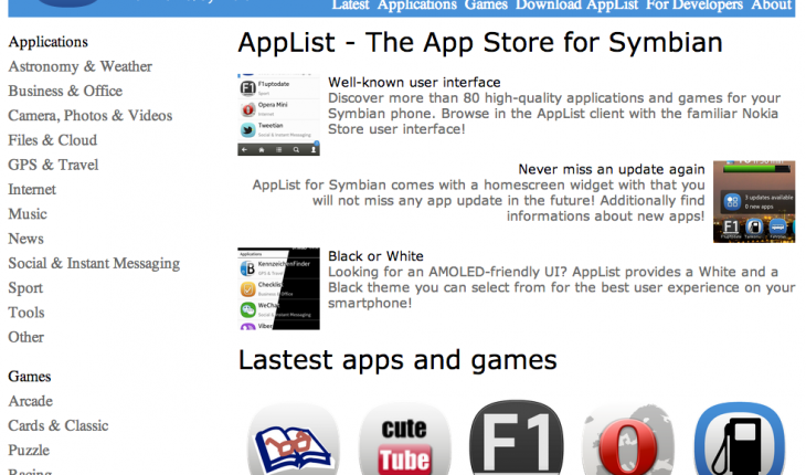 AppList, lo Store alternativo per il download di app per i device Symbian
